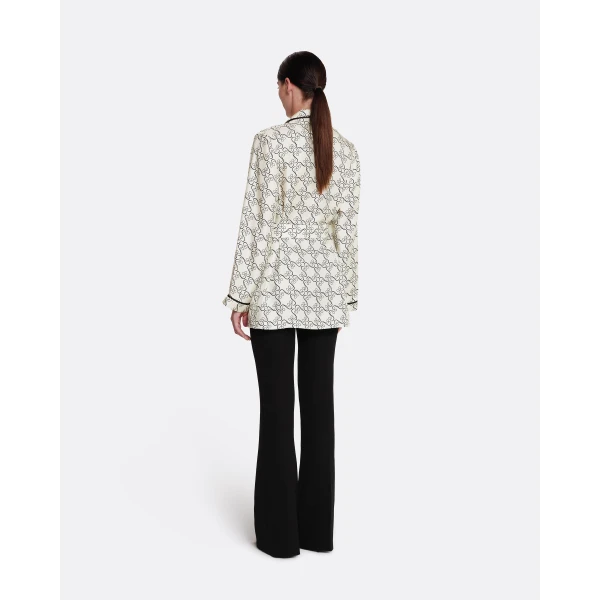 Safiyaa Mirella Top in Black on Ecru - Tops - Demi-Couture Evening Wear at Luxury Shoes 