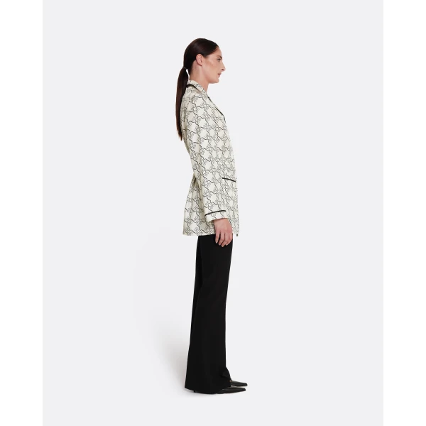 Safiyaa Mirella Top in Black on Ecru - Tops - Demi-Couture Evening Wear at Luxury Shoes 