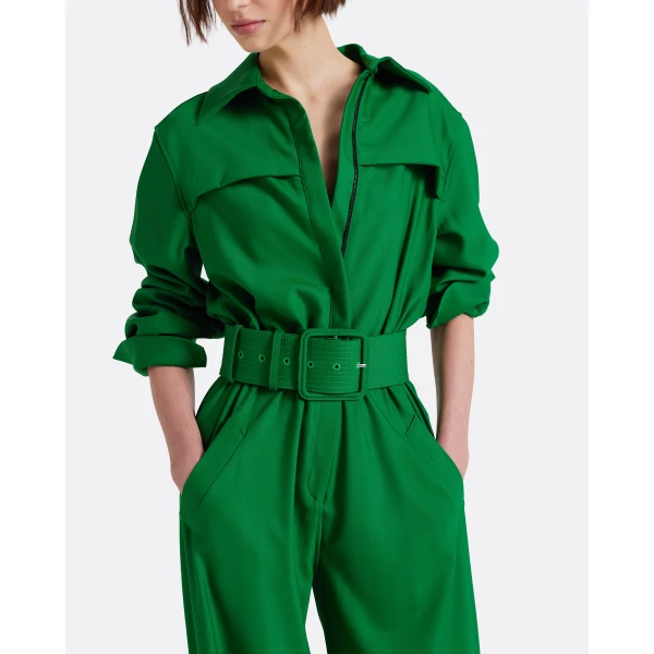 Safiyaa Ottilie Jumpsuit in Blade Green - Jumpsuit - Demi-Couture Evening Wear at Luxury Shoes 