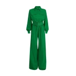 Safiyaa Ottilie Jumpsuit in Blade Green - Jumpsuit - Demi-Couture Evening Wear at Luxury Shoes 