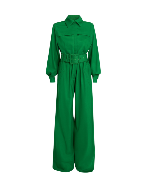 Safiyaa Ottilie Jumpsuit in Blade Green - Jumpsuit - Demi-Couture Evening Wear at Luxury Shoes 