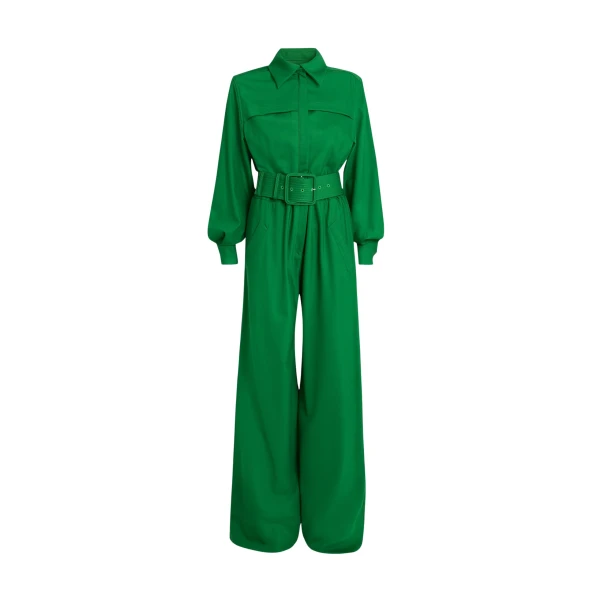 Safiyaa Ottilie Jumpsuit in Blade Green - Jumpsuit - Demi-Couture Evening Wear at Luxury Shoes 