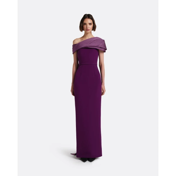 Safiyaa Phira Long Dress in Currant - Dresses - Demi-Couture Evening Wear at Luxury Shoes 