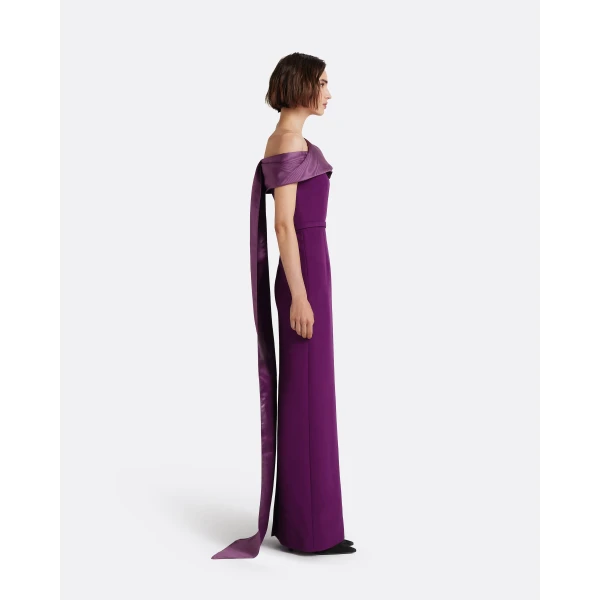 Safiyaa Phira Long Dress in Currant - Dresses - Demi-Couture Evening Wear at Luxury Shoes 