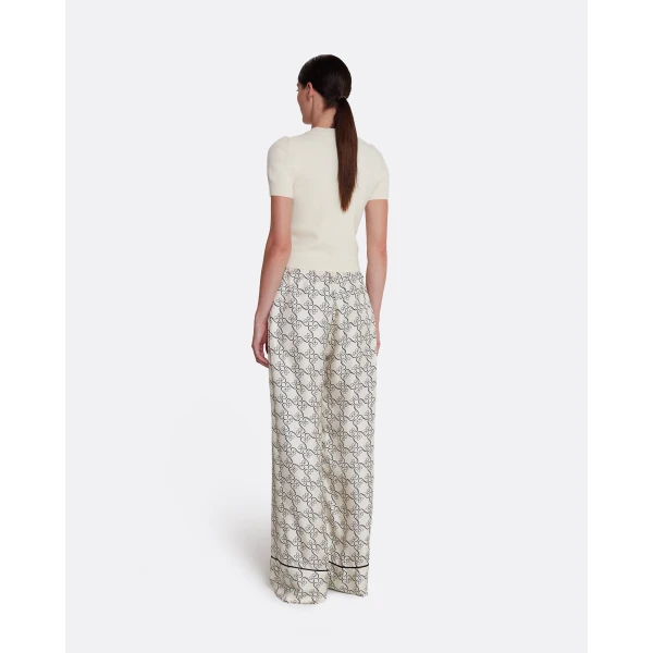 Safiyaa Rossana Trousers in Black on Ecru - Pants - Demi-Couture Evening Wear at Luxury Shoes 