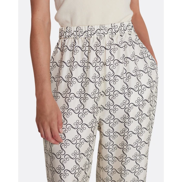 Safiyaa Rossana Trousers in Black on Ecru - Pants - Demi-Couture Evening Wear at Luxury Shoes 