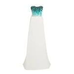 Safiyaa Siena Long Dress in Ivory with Blue Embroidery - Dresses - Demi-Couture Evening Wear at Luxury Shoes 