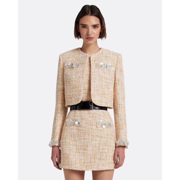 Safiyaa Soraya Jacket in Tweed - Jackets - Demi-Couture Evening Wear at Luxury Shoes 