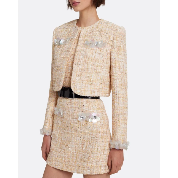 Safiyaa Soraya Jacket in Tweed - Jackets - Demi-Couture Evening Wear at Luxury Shoes 