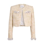 Safiyaa Soraya Jacket in Tweed - Jackets - Demi-Couture Evening Wear at Luxury Shoes 