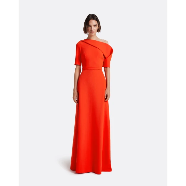 Safiyaa Stephanie Long Dress in Apple Red - Dresses - Demi-Couture Evening Wear at Luxury Shoes 