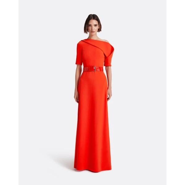 Safiyaa Stephanie Long Dress in Apple Red - Dresses - Demi-Couture Evening Wear at Luxury Shoes 