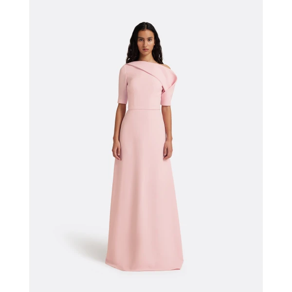 Safiyaa Stephanie Long Dress in Lychee - Dresses - Demi-Couture Evening Wear at Luxury Shoes 