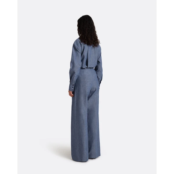 Safiyaa Touca Trouser in Blue blend - Pants - Demi-Couture Evening Wear at Luxury Shoes 