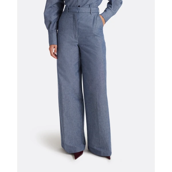 Safiyaa Touca Trouser in Blue blend - Pants - Demi-Couture Evening Wear at Luxury Shoes 