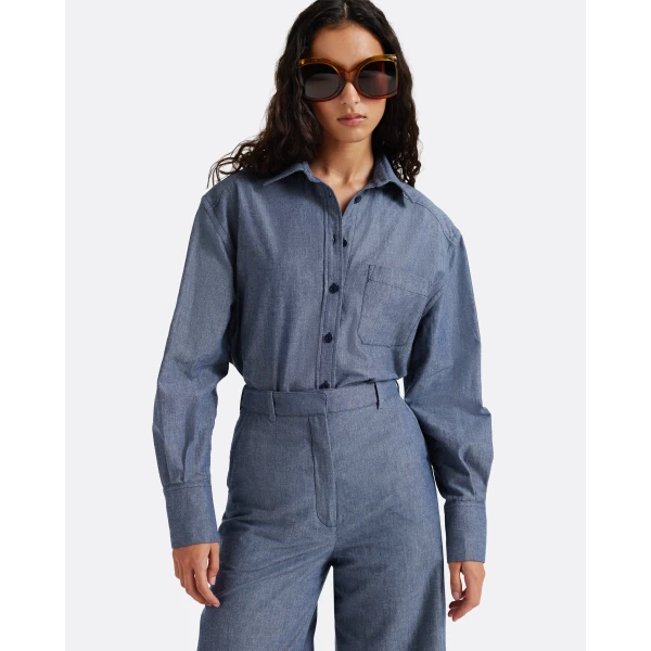 Safiyaa Touca Trouser in Blue blend - Pants - Demi-Couture Evening Wear at Luxury Shoes 