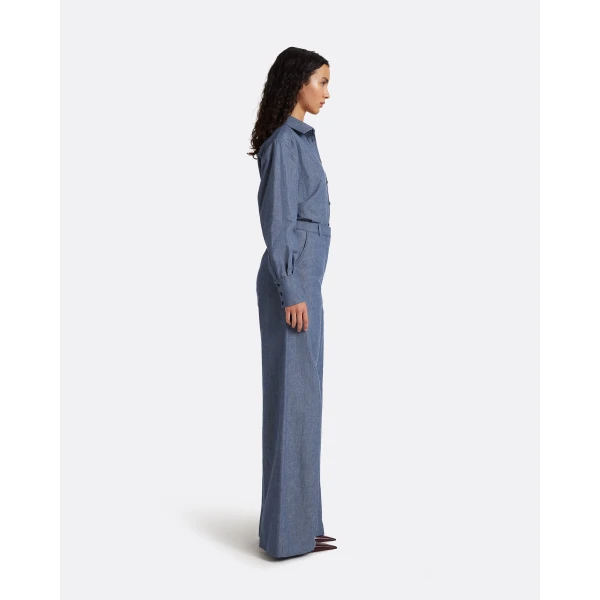 Safiyaa Touca Trouser in Blue blend - Pants - Demi-Couture Evening Wear at Luxury Shoes 