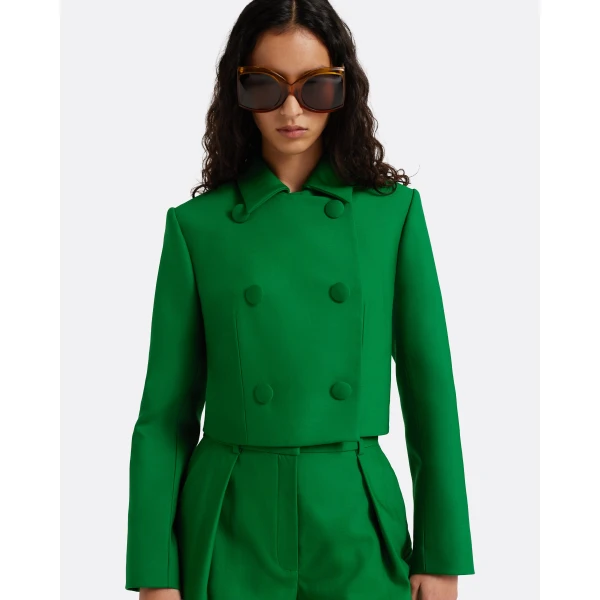 Safiyaa Yui Jacket in Blade Green - Jackets - Demi-Couture Evening Wear at Luxury Shoes 