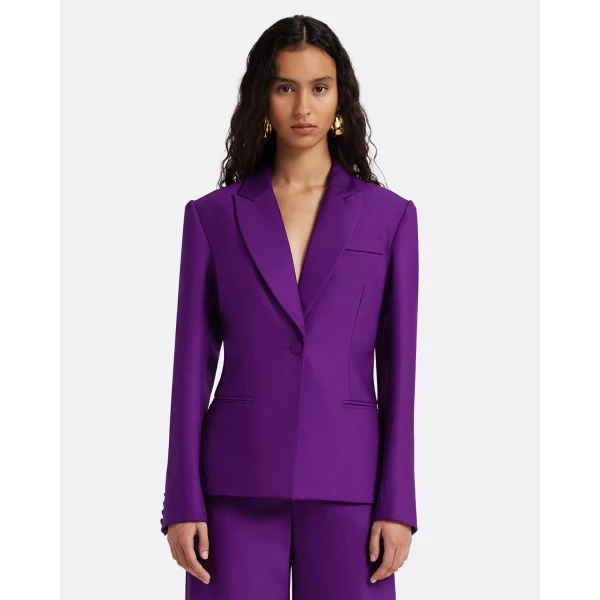 Safiyaa Yvette Jacket in Currant - Jackets - Demi-Couture Evening Wear at Luxury Shoes 