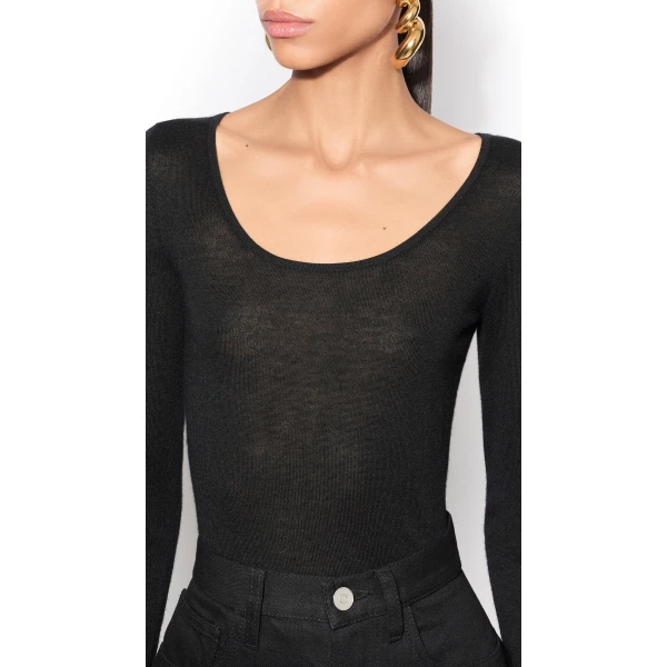 Alaïa Second Skin Cashmere Bodysuit - ALAÏA Tops - Laser Cut Luxury - Shop at Luxury Shoes 