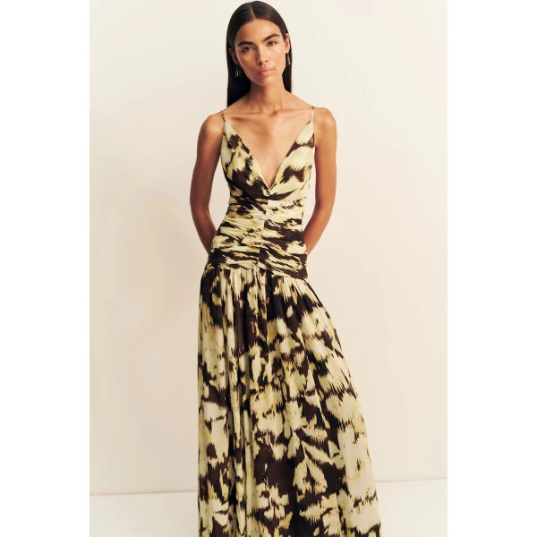 Shona Joy Benny Plunged Gathered Maxi Dress - Dresses - Australian Luxury Eventwear at Luxury Shoes 