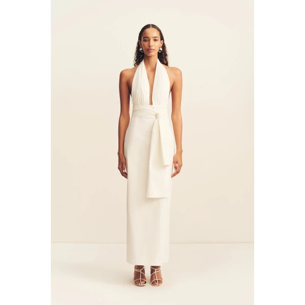 Shona Joy Campbell Halter Plunged Maxi Dress - Dresses - Australian Luxury Eventwear at Luxury Shoes 
