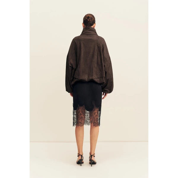 Shona Joy Ernest Funnel Neck Faux Suede Bomber Jacket - Jackets - Australian Luxury Eventwear at Luxury Shoes 
