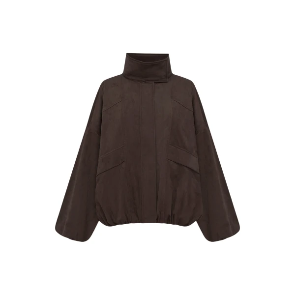 Shona Joy Ernest Funnel Neck Faux Suede Bomber Jacket - Jackets - Australian Luxury Eventwear at Luxury Shoes 
