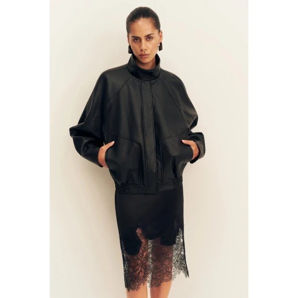 Shona Joy Kennedy Funnel Neck Faux Leather Jacket - Jackets - Australian Luxury Eventwear at Luxury Shoes 