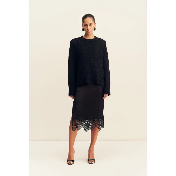 Shona Joy Korine Boucle Knit with Shoulder Pad - Knitwear - Australian Luxury Eventwear at Luxury Shoes 