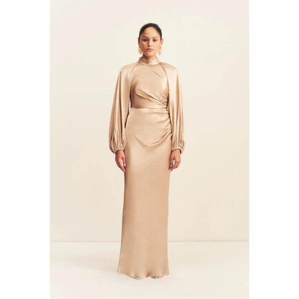 Shona Joy La Lune High Neck Balloon Sleeve Maxi Dress - Dresses - Australian Luxury Eventwear at Luxury Shoes 
