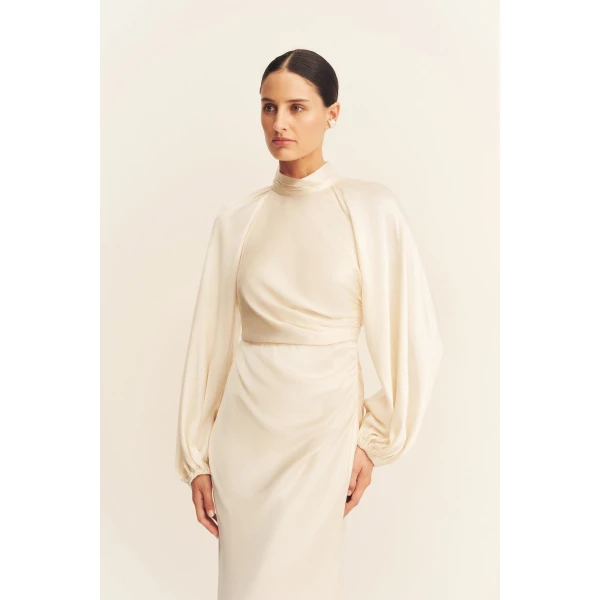 Shona Joy La Lune High Neck Balloon Sleeve Maxi Dress - Dresses - Australian Luxury Eventwear at Luxury Shoes 