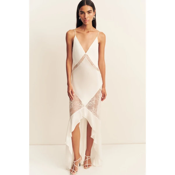 Shona Joy Labyrinth Lace Panelled Ruffle Maxi Dress - Dresses - Australian Luxury Eventwear at Luxury Shoes 