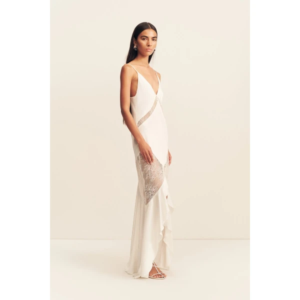 Shona Joy Labyrinth Lace Panelled Ruffle Maxi Dress - Dresses - Australian Luxury Eventwear at Luxury Shoes 