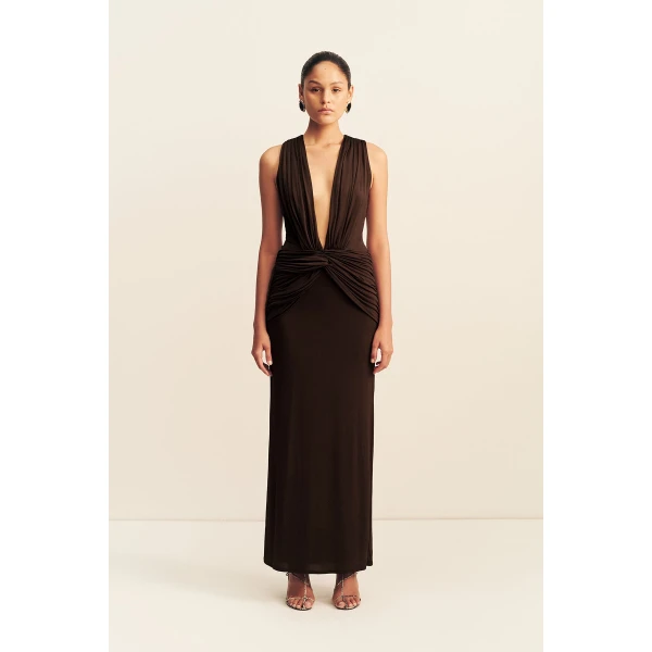 Shona Joy Miro Slinky Jersey Plunged Maxi Dress - Dresses - Australian Luxury Eventwear at Luxury Shoes 