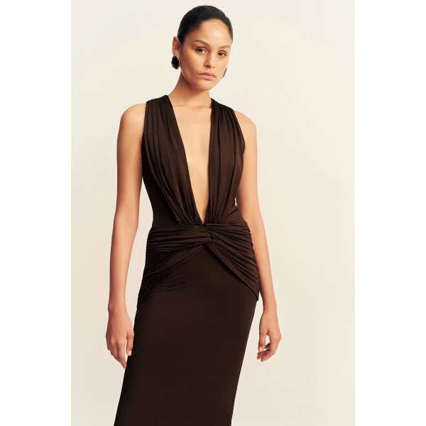 Shona Joy Miro Slinky Jersey Plunged Maxi Dress - Dresses - Australian Luxury Eventwear at Luxury Shoes 