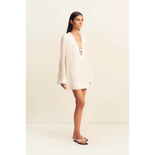 Shona Joy Paloma Plunged Long Sleeve Mini Dress - Dresses - Australian Luxury Eventwear at Luxury Shoes 