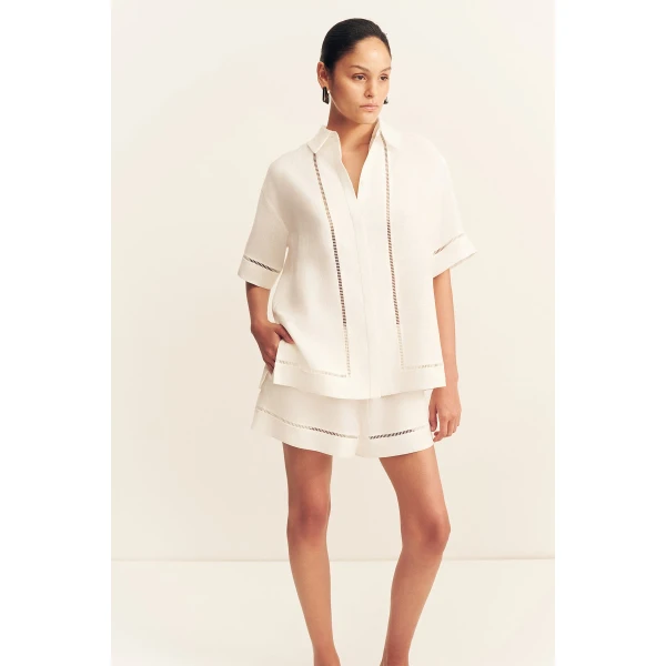Shona Joy Tommy Linen Shirt - Tops - Australian Luxury Eventwear at Luxury Shoes 