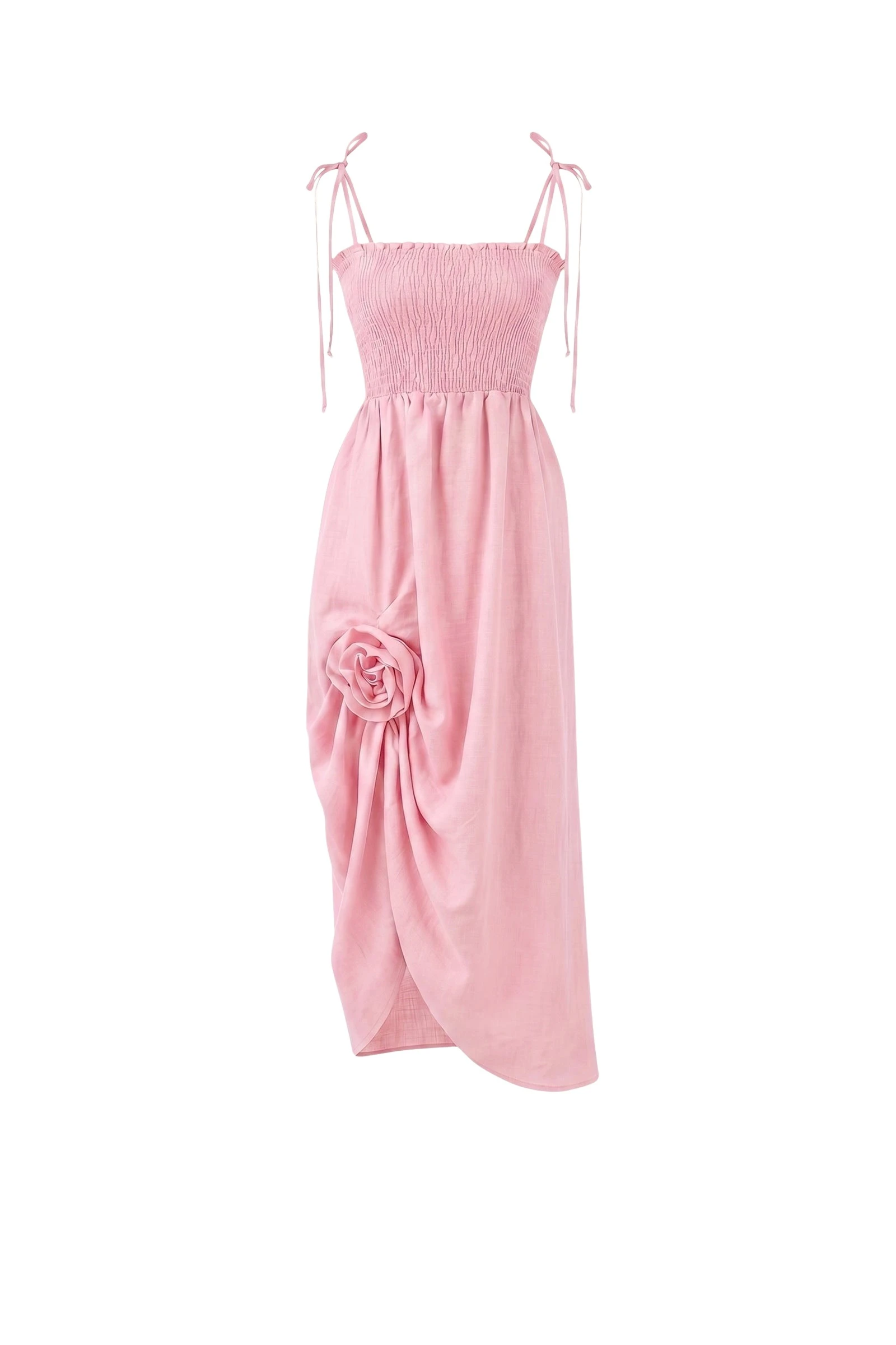 Sleeper-Atlanta-Linen-Strap-Dress-with-Rose-in-Pink79907_nobg Sleeper dress