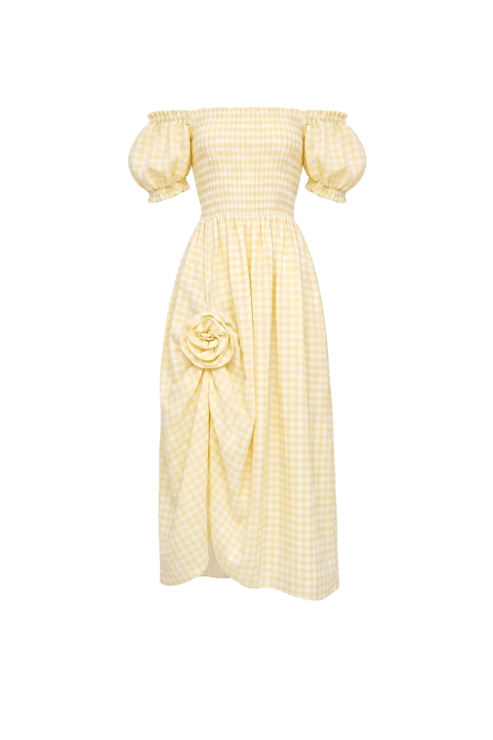 Sleeper-Belle-Linen-Dress-with-Rose-in-Yellow-vichy68089_nobg Sleeper dress
