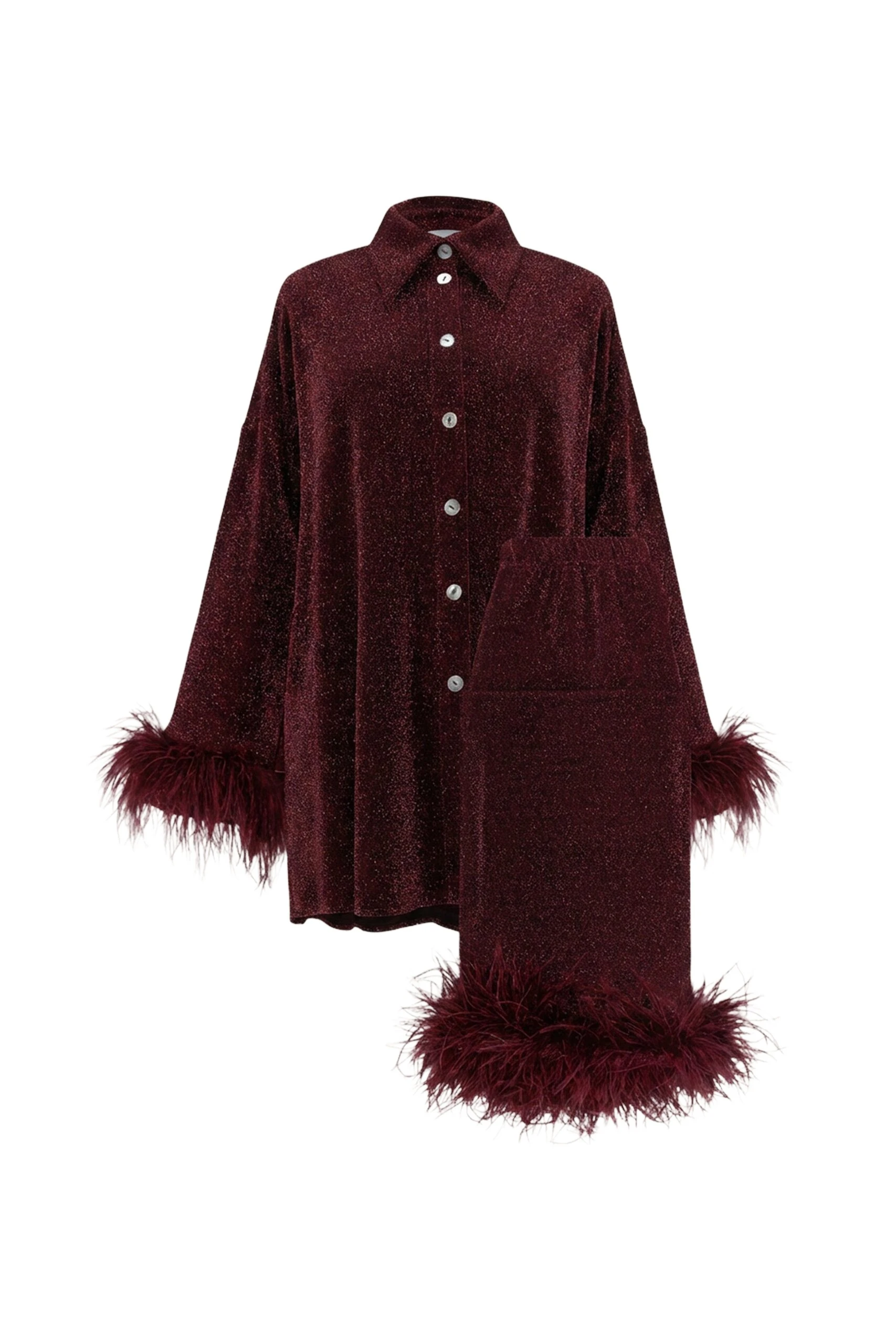 Sleeper-Cosmos-Oversized-Lurex-Pajama-Set-in-Burgundy-scaled43917_nobg Sleeper loungewear set