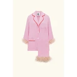 Sleeper Party Pajamas Set with Detachable Feathers in Pink Ukrainian designer loungewear
