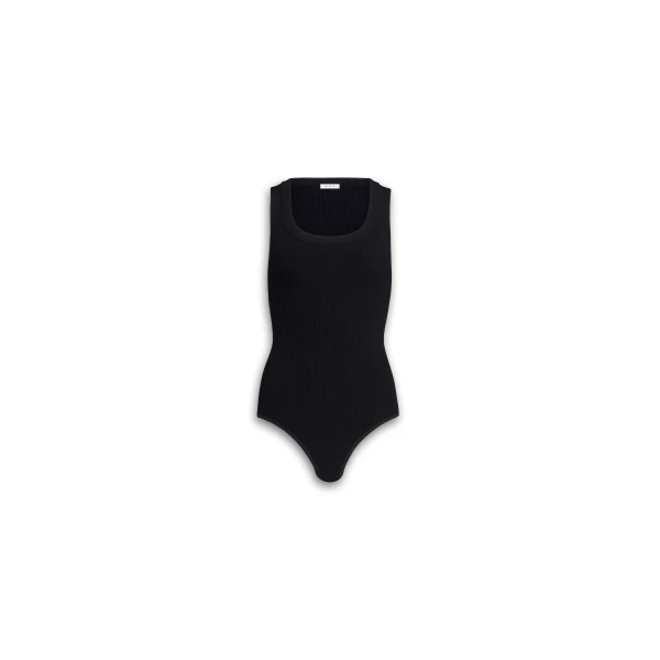 Alaïa Sleeveless Ribbed Knit Bodysuit - ALAÏA Tops - Laser Cut Luxury - Shop at Luxury Shoes 