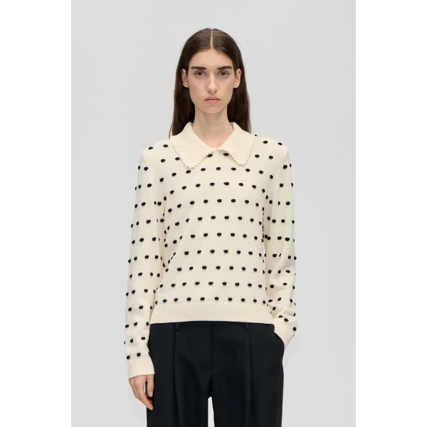 Bobble Polo Collar Sweater