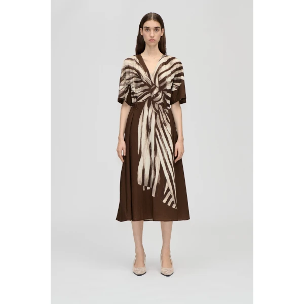 Elastic Detail Midi Dress