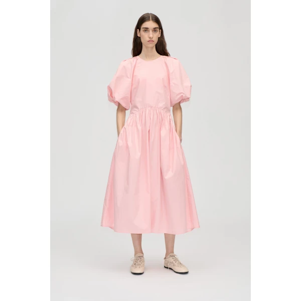 Gathered Raglan Sleeve Midi Dress