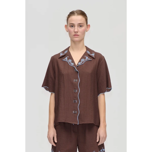 Scalloped Short Sleeve Shirt