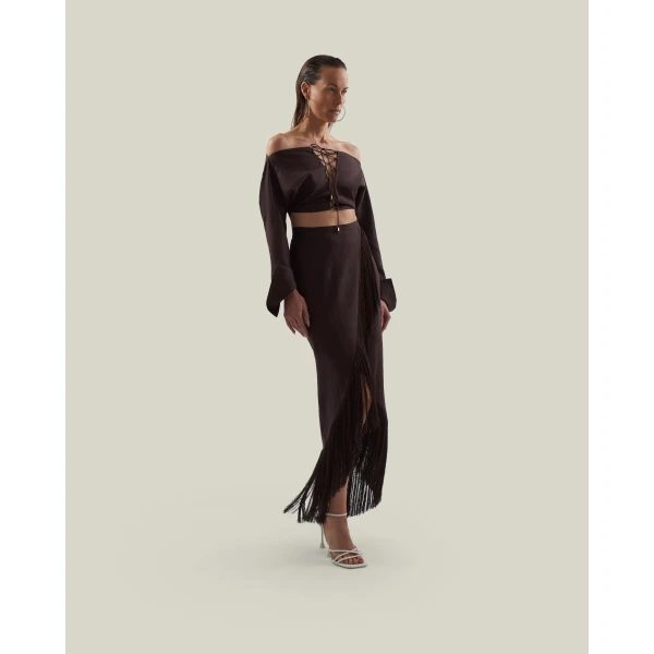 Taller Marmo El Pareo Linen Skirt - Dresses - Italian Luxury Evening Wear at Luxury Shoes 