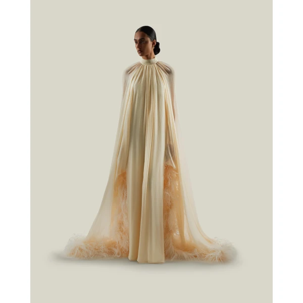 Taller Marmo Feathered Eterea Gown - Dresses - Italian Luxury Evening Wear at Luxury Shoes 