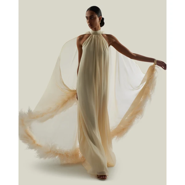 Taller Marmo Feathered Eterea Gown - Dresses - Italian Luxury Evening Wear at Luxury Shoes 